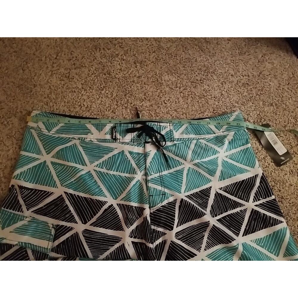 DaHui Men's 42 Board Shorts Blk/Seafoam Green Hawaii Beach Swim Trunks Surf NWT - Picture 10 of 11
